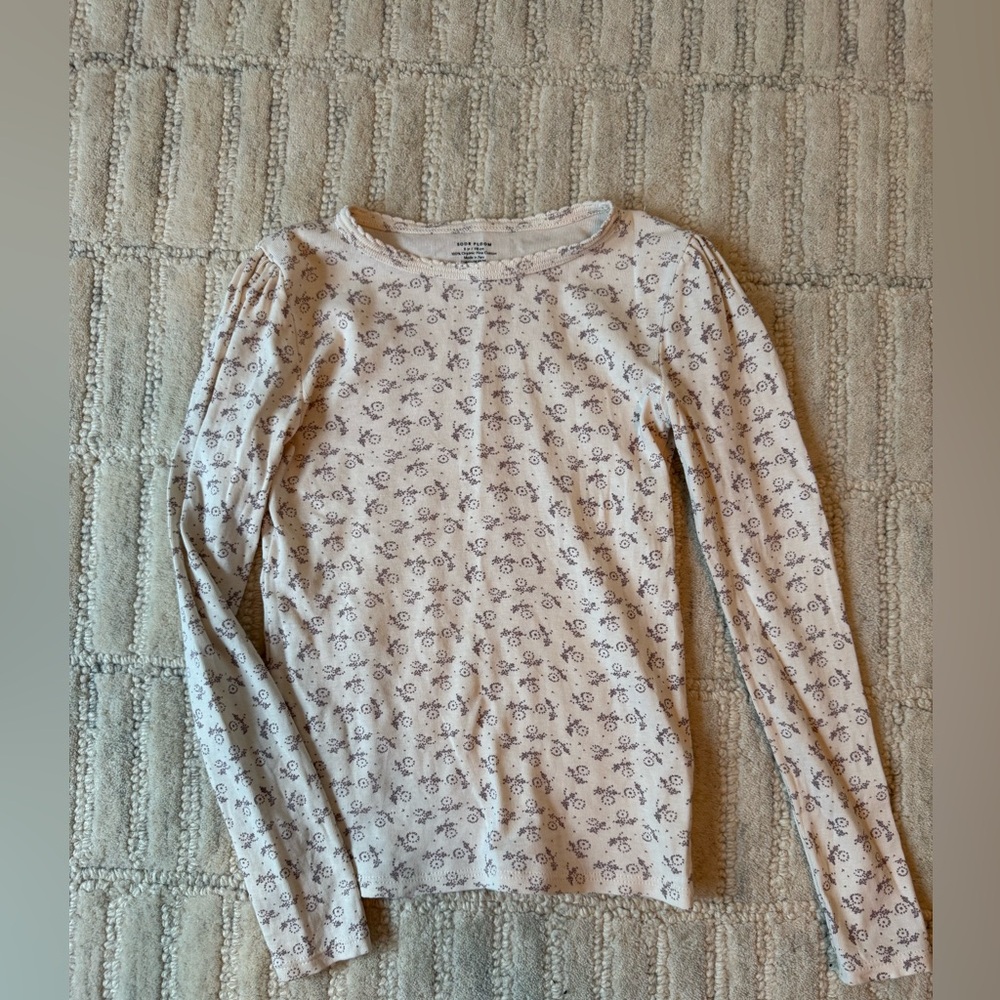 Long-Sleeve Floral Print Top - Light Pink